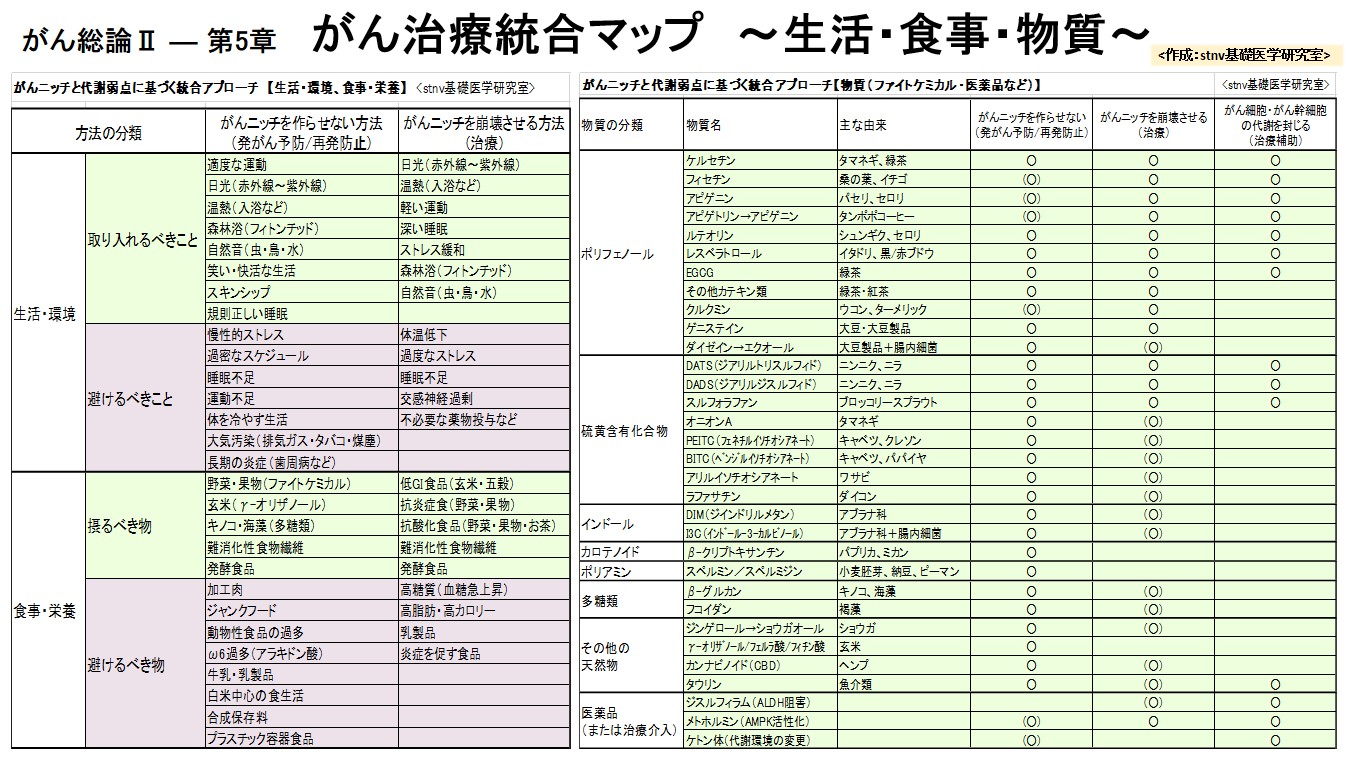 がん治療統合マップ　～生活・食事・物質～