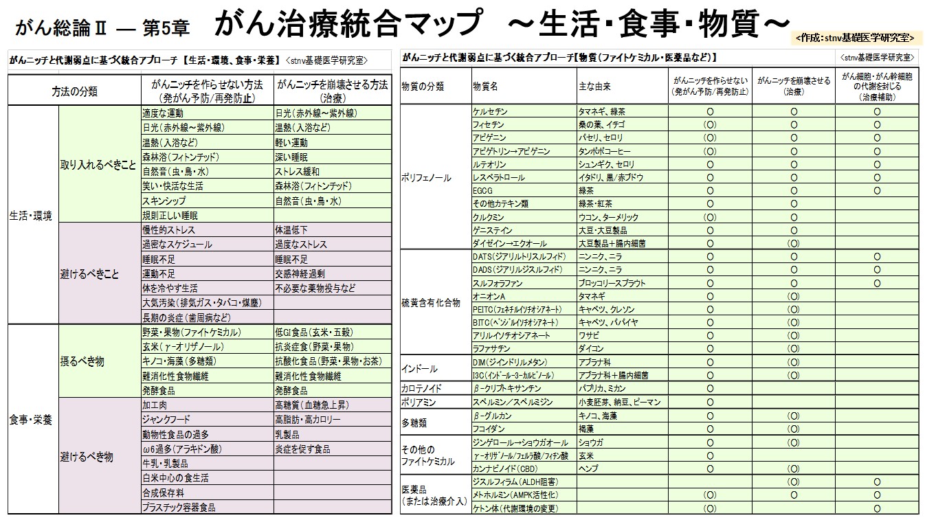 がん治療統合マップ　～生活・食事・物質～