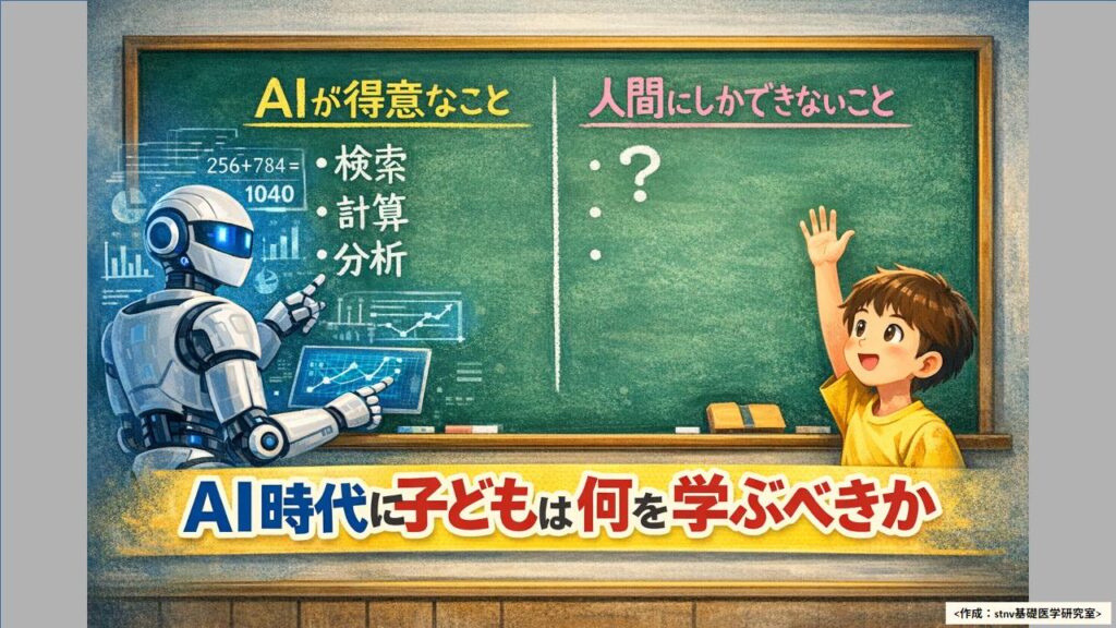 AI時代に子どもたちは何を学ぶべきか ― AIが得意なこと、人間にしかできないこと | stnv基礎医学研究室