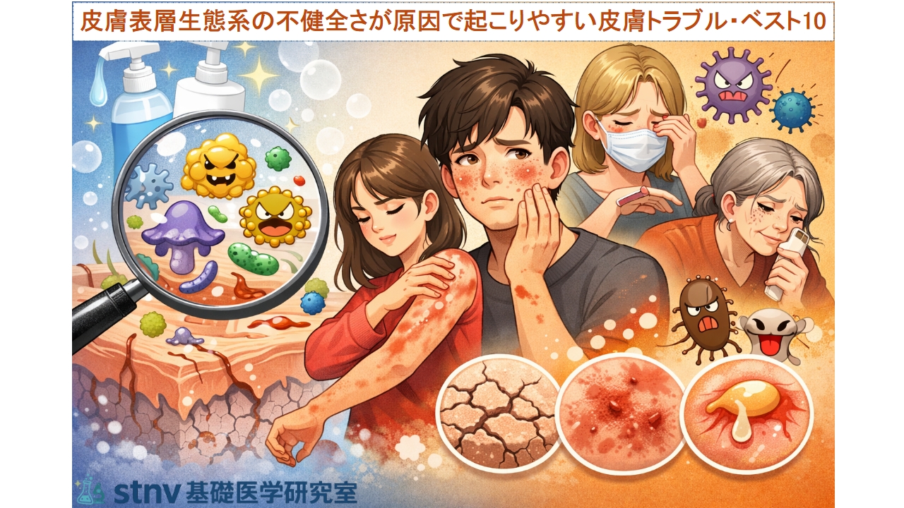皮膚表層生態系の不健全さが原因で起こりやすい皮膚トラブル・ベスト10