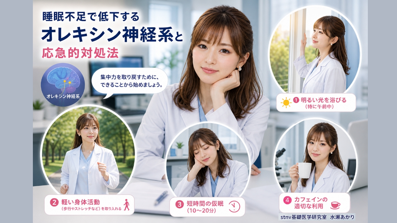 睡眠不足で低下するオレキシン神経系と応急的対処法