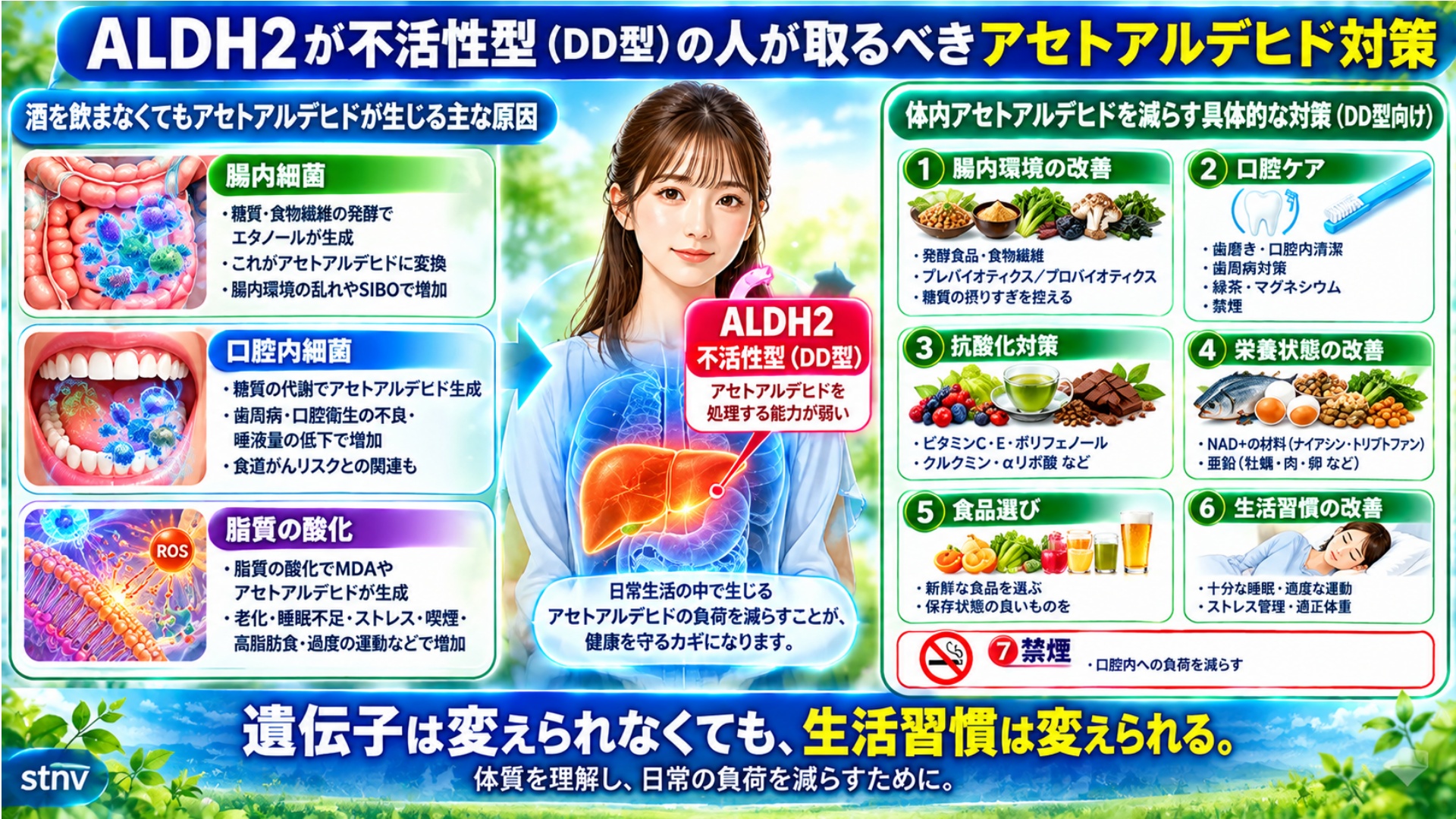 ALDH2が不活性型（DD型）の人が取るべきアセトアルデヒド対策